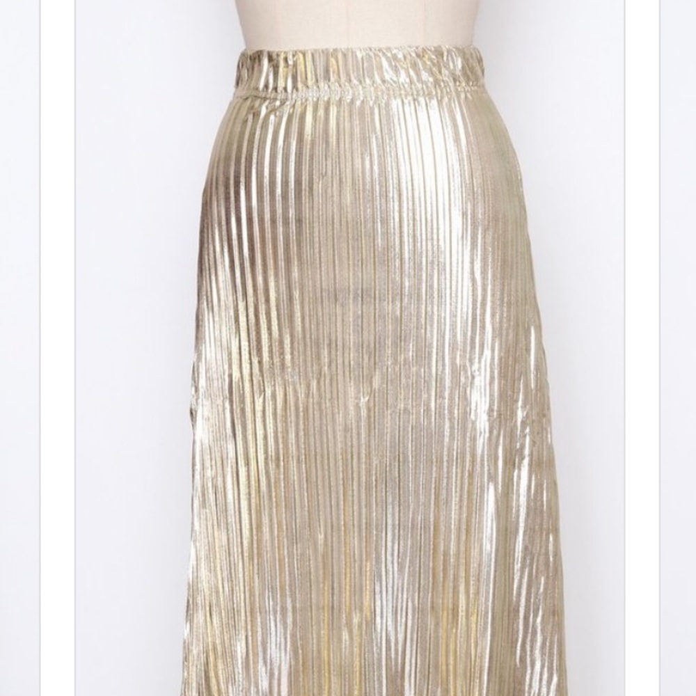 Pleated Gold Maxi Skirt